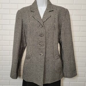 Vintage 1990s womens fitted blazer sz 12 houndstooth check equestrian old money